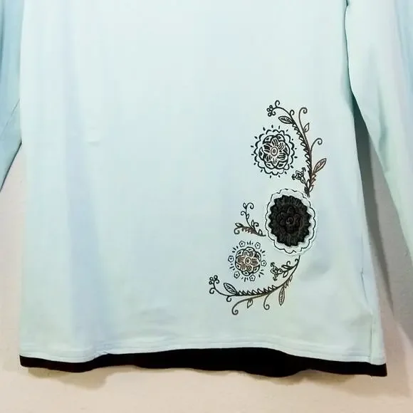 Columbia blue long sleeve floral crew neck top M - Picture 4 of 6